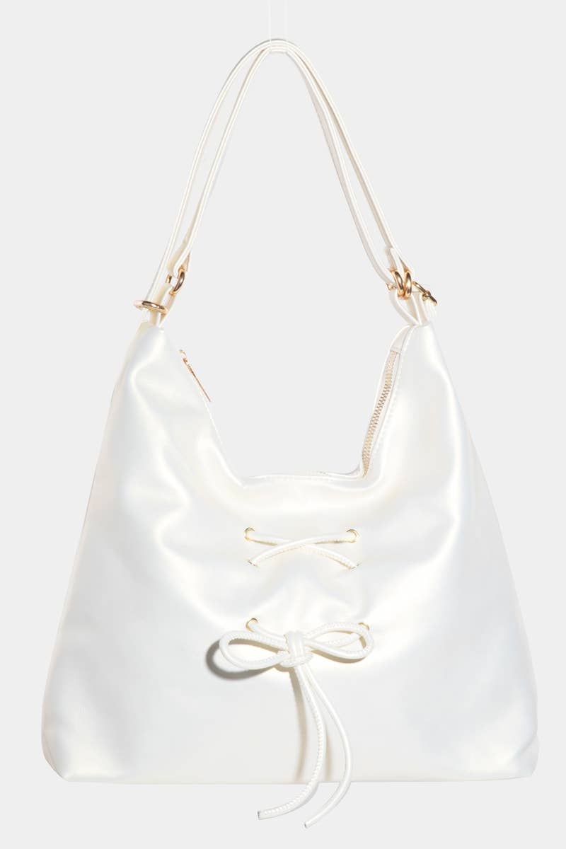 Faux Leather String Bow Know Shoulder Bag