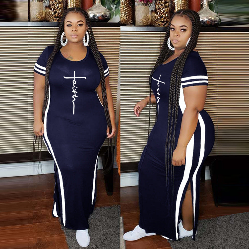 Short sleeve color block midi dress - Faith