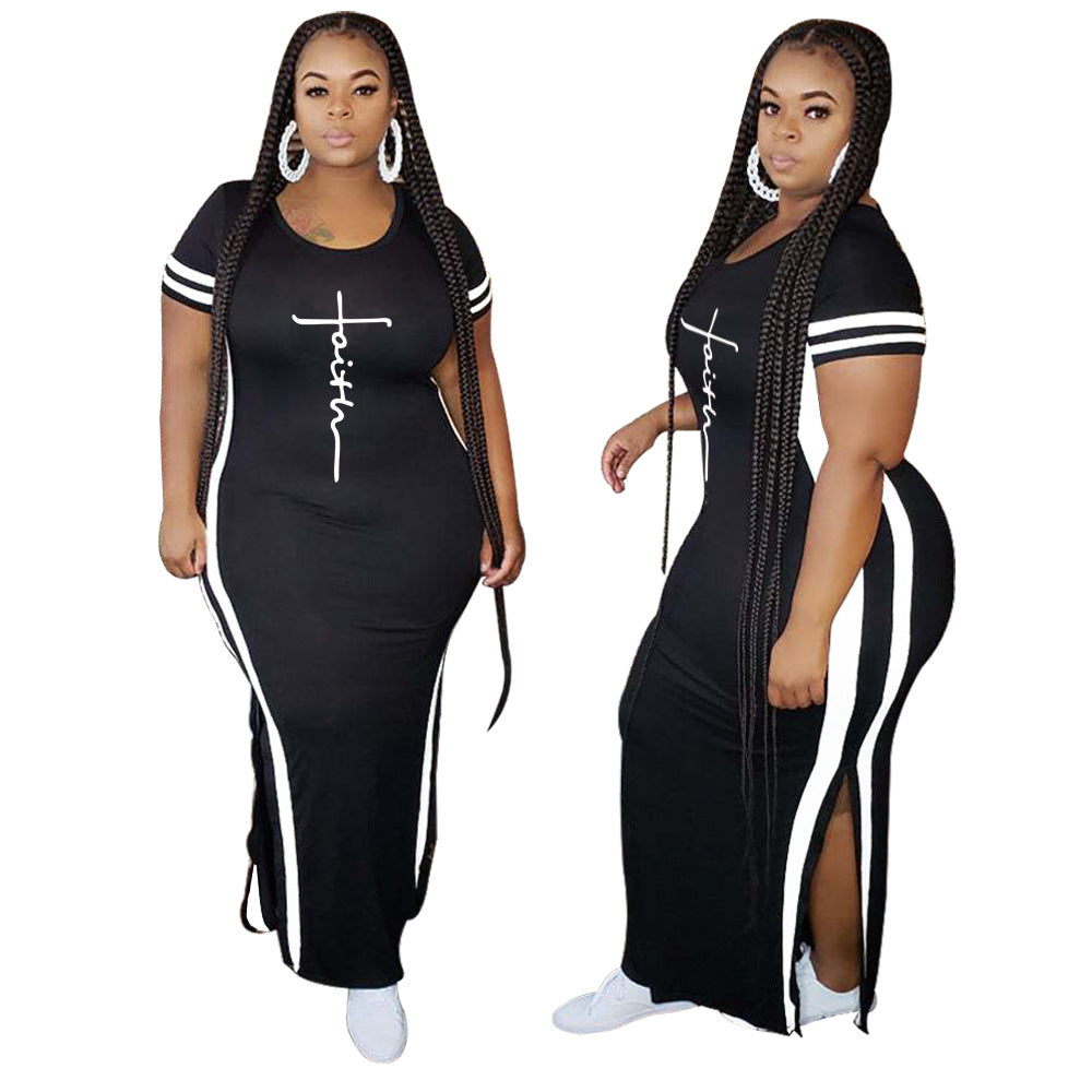 Short sleeve color block midi dress - Faith