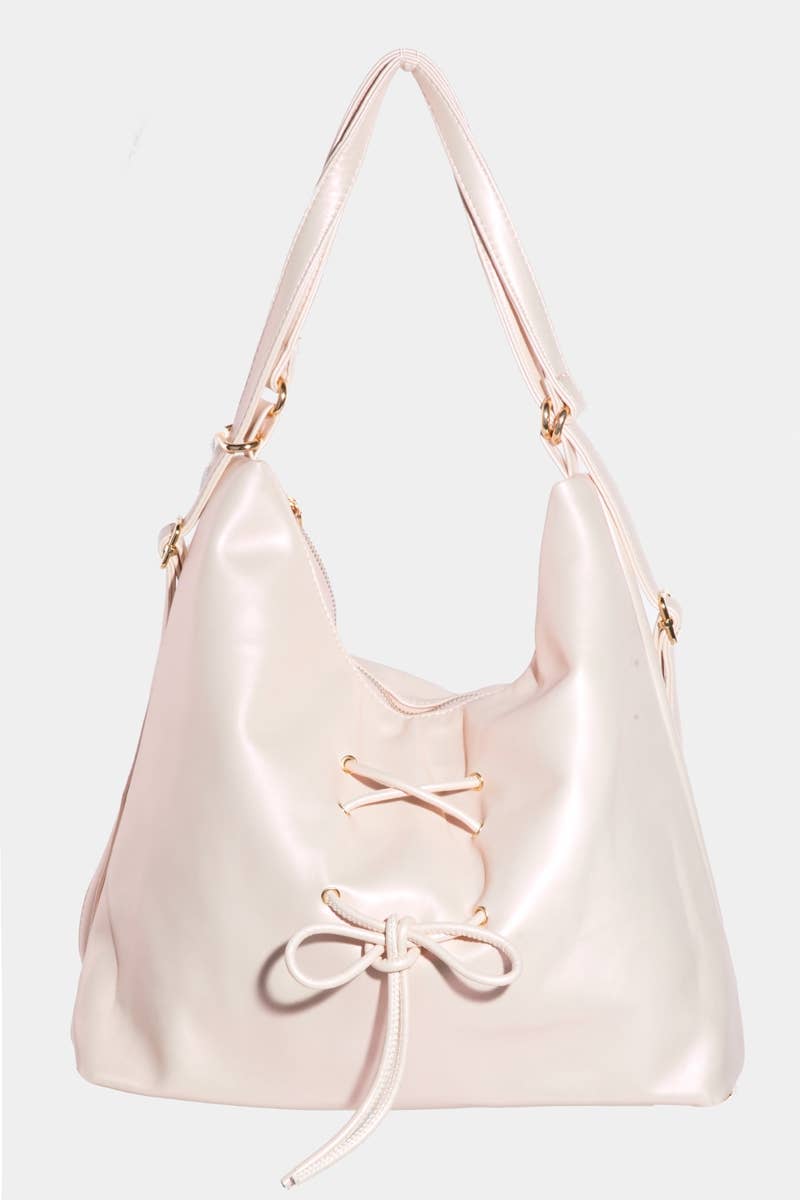 Faux Leather String Bow Know Shoulder Bag