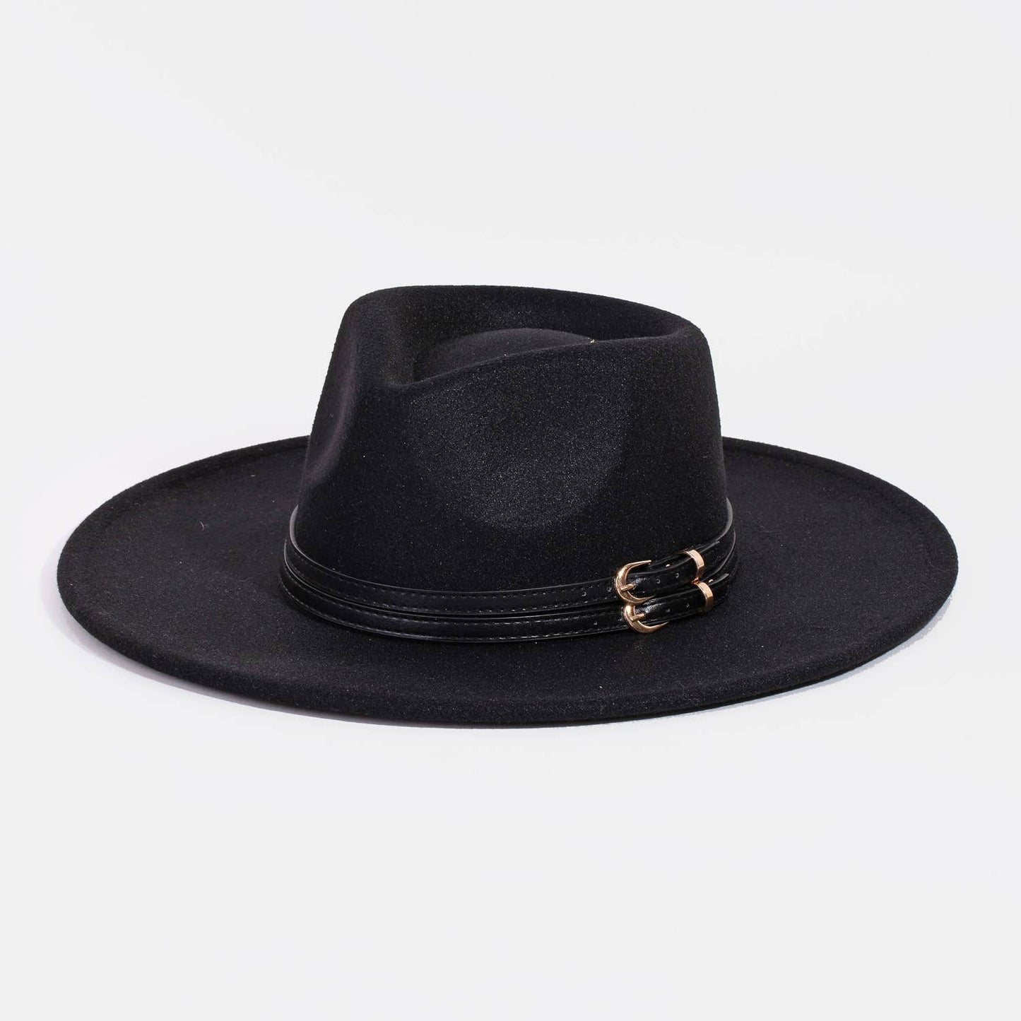 Double Belt Strap Fedora Fashion Hat