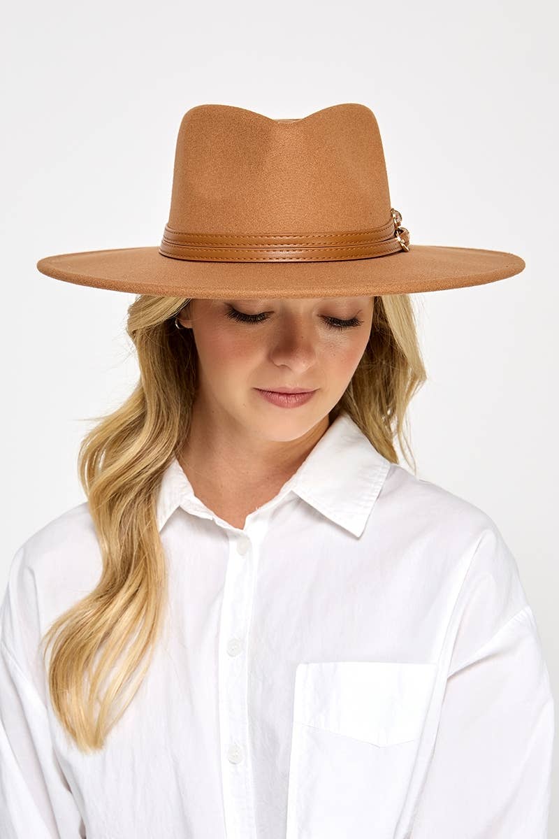 Double Belt Strap Fedora Fashion Hat