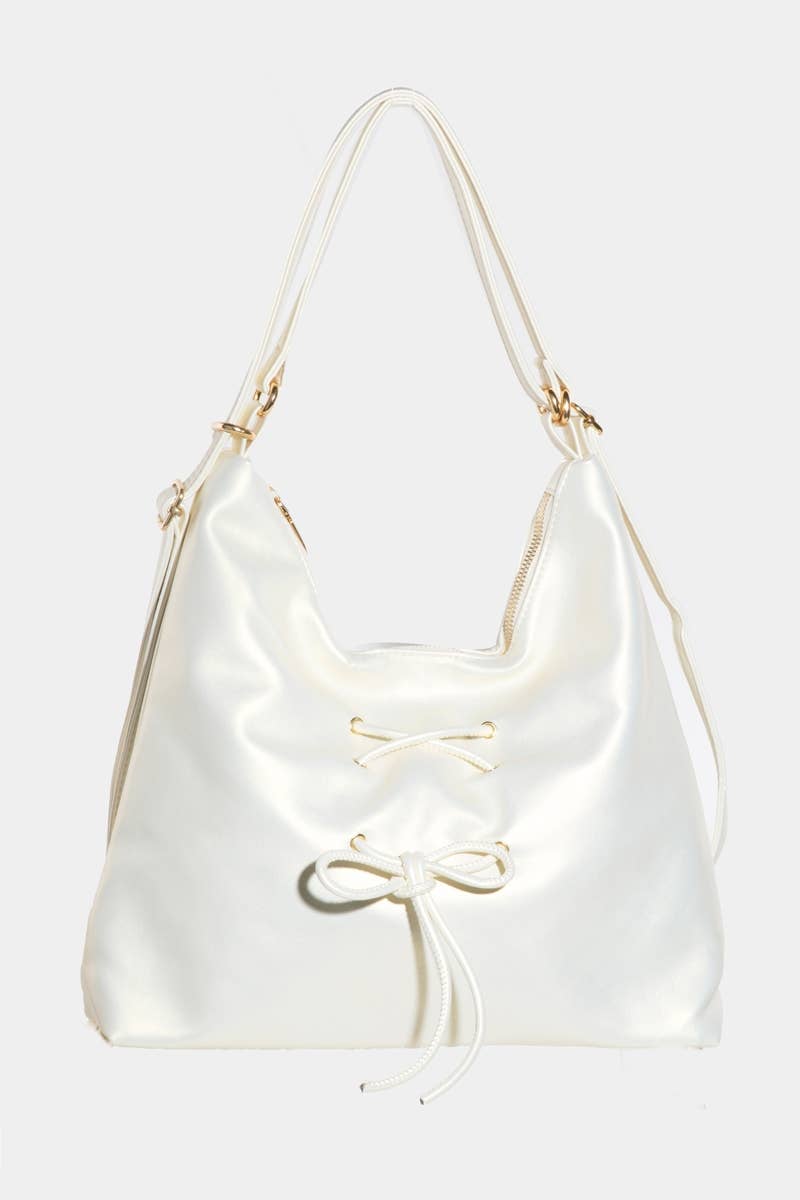 Faux Leather String Bow Know Shoulder Bag